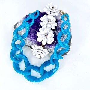 J. Crew Flower Bracelet & BaubleBar Chunky Teal Chain Link Statement Necklace